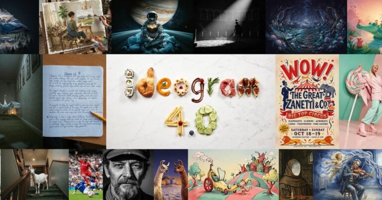 Ideogram 4.0 sample collage showing text rendering and image quality