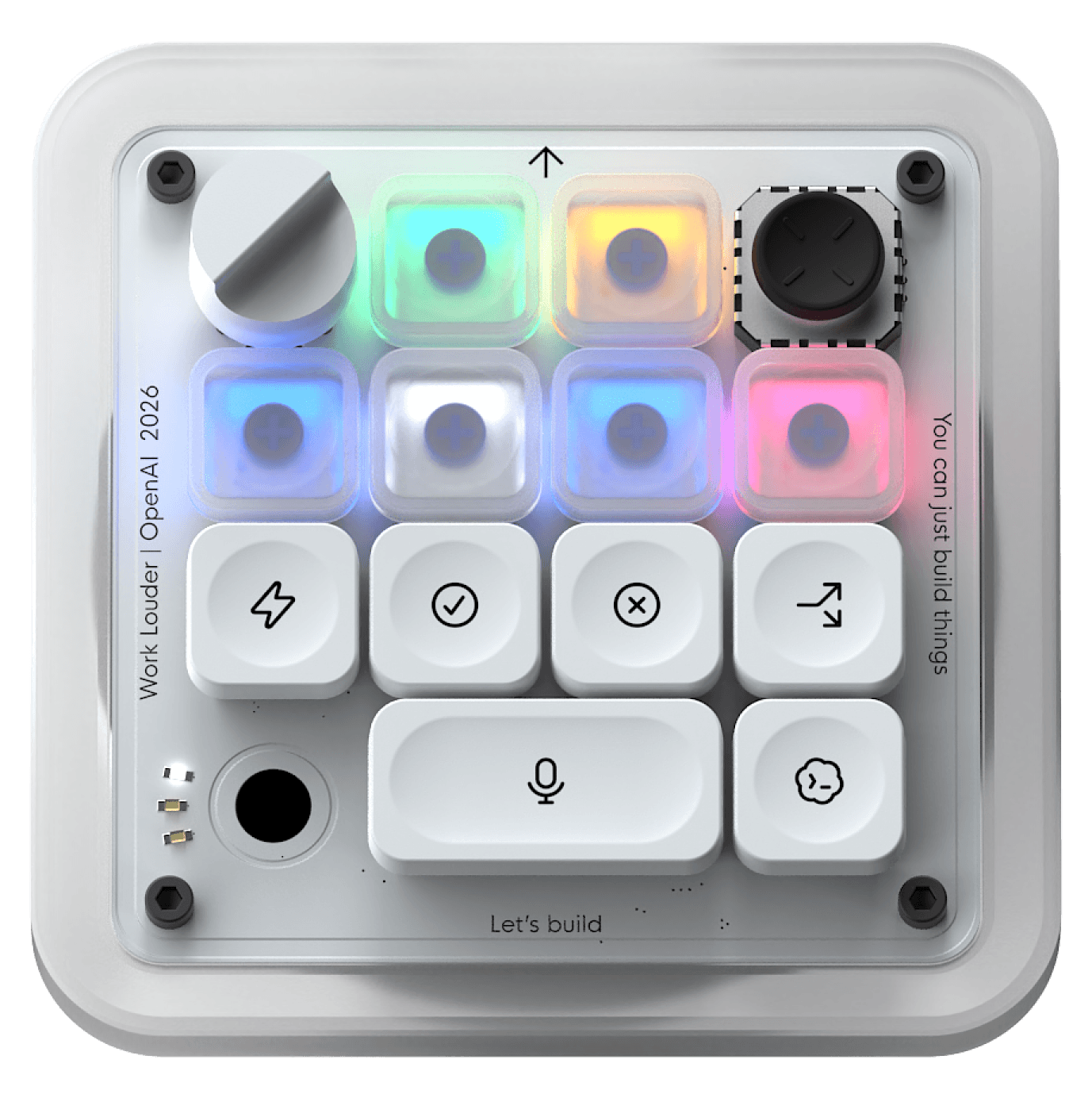Codex Micro full product view showing keyboard layout with dial and joystick controls